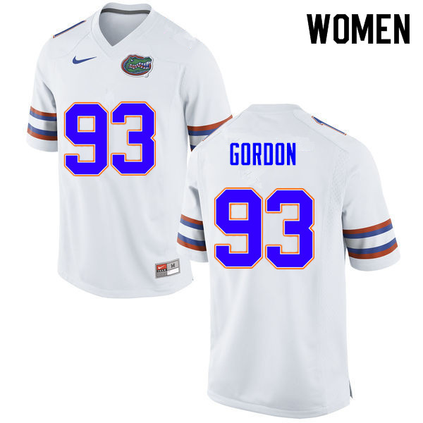 Women #93 Moses Gordon Florida Gators College Football Jerseys Sale-White - Click Image to Close